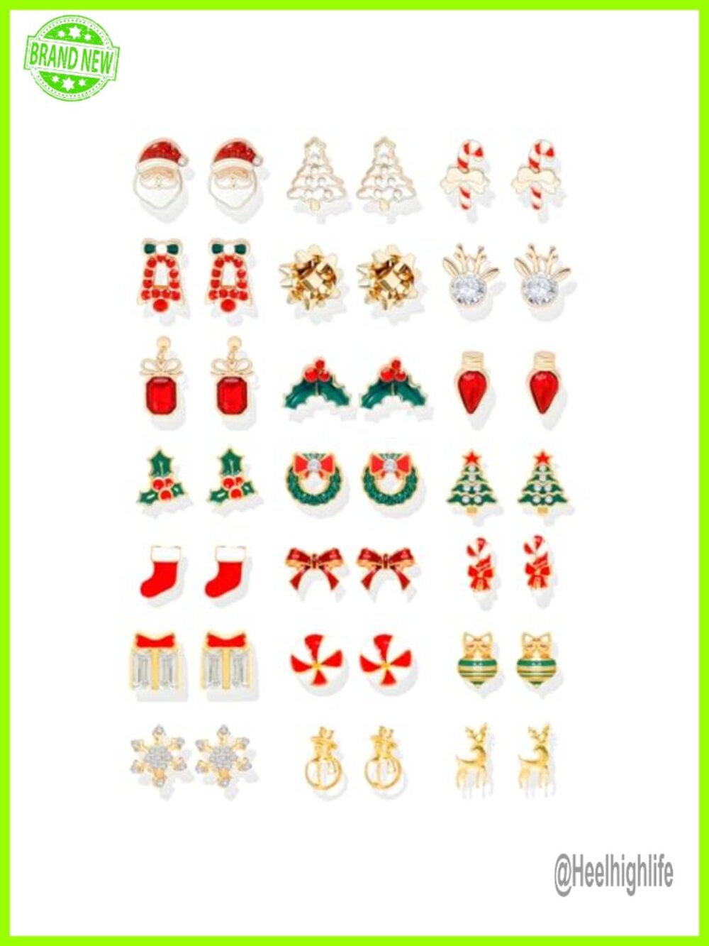 Christmas Earrings Set 10 Pairs Holiday Drop Dangle Earrings